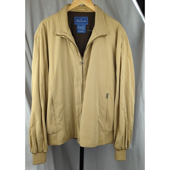 Faconnable Water Resistant Zip Up Jacket Men's Beige Tan Soft 90s Vintage L - Picture 2 of 6